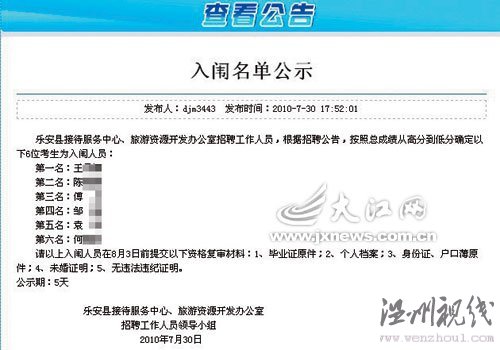 江西樂(lè)安事業(yè)單位“特殊”招考面試先于筆試