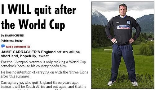 卡拉格世界杯后將再退三獅 集中精力助紅軍雄起