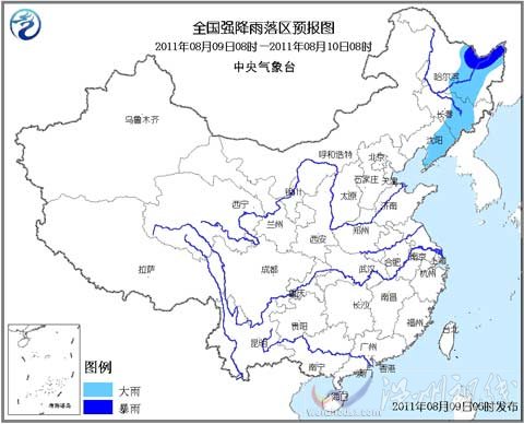 暴雨藍色預警:黑龍江東北部有暴雨