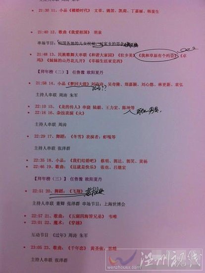 春晚節目單泄露