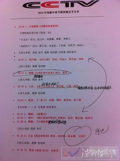 春晚節目單泄露