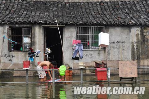 寧波昨日午后雷陣雨 姜山小鎮成水城