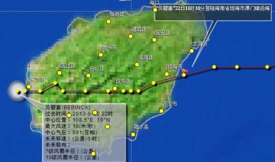 5號熱帶風暴貝碧嘉路徑