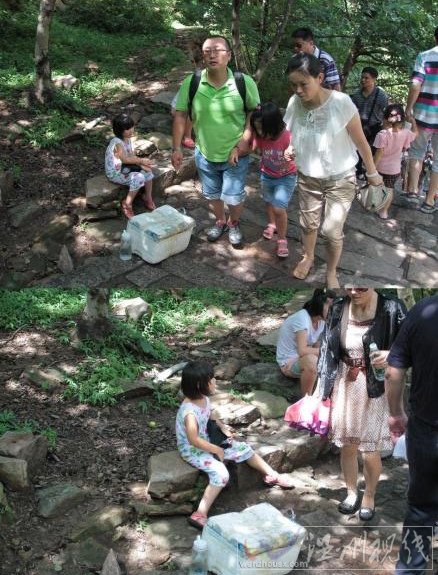 嶗山4歲小女孩微笑的向路人叫賣雪糕