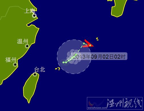 臺風桃芝路徑向東移動逐漸遠離浙江沿海