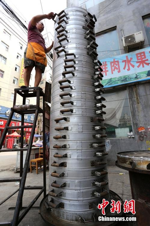 鄭州饅頭店摞30層蒸籠