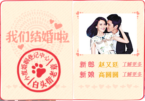 高圓圓趙又廷結婚了