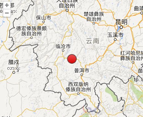 云南景谷地震震中示意圖