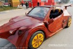 紅木跑車 江西農民用紅木自制敞篷跑車