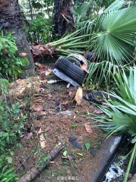 佛山法拉利撞樹