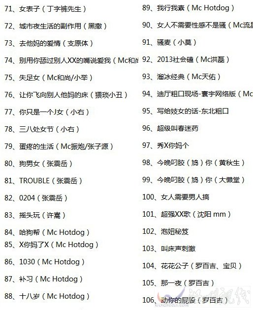 網(wǎng)絡音樂黑名單