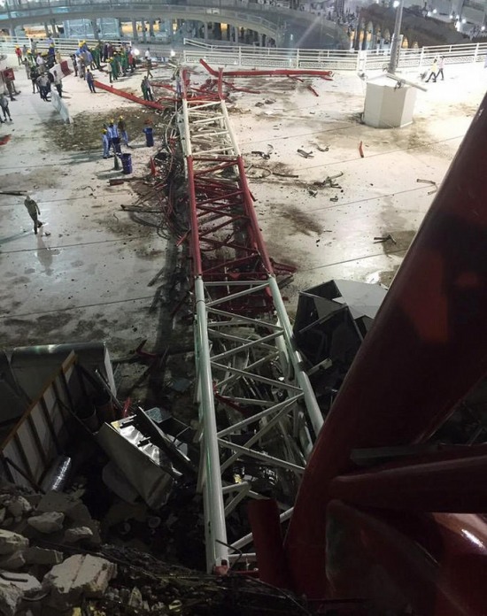 沙特麥加大清真寺塔吊倒塌