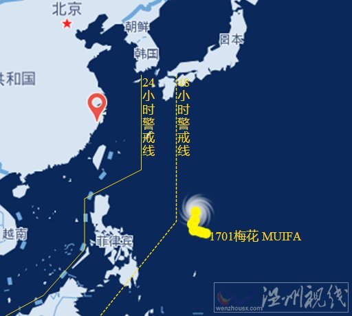 2017年1號臺風路徑圖