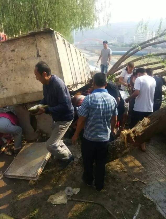 車側翻魚兒遭哄搶