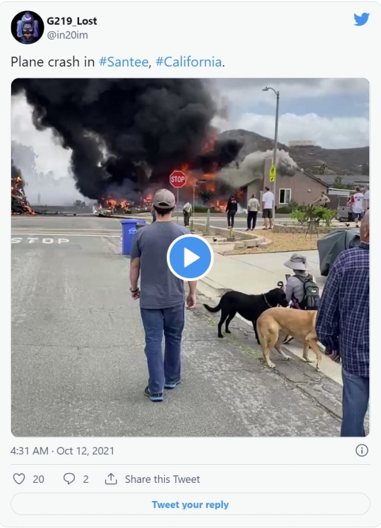 美國加州小型飛機墜毀造成2人死亡