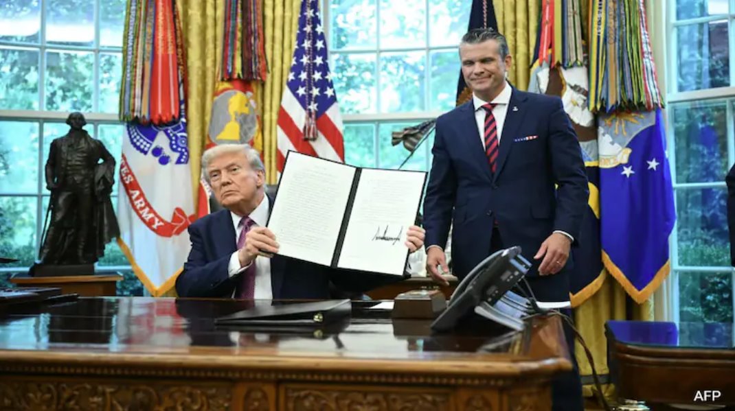 特朗普簽署命令將國防部更名為戰(zhàn)爭部